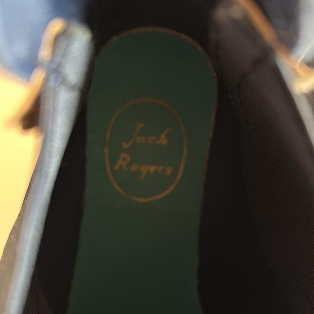 Jack Rogers Sallie Rain Boot Matte Navy Gold Scallop Detail Size 7 - Picture 9 of 9